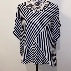 3/$60 CAbi Navy Blue & White Siesta Cropped Poncho Size Small Style #5395